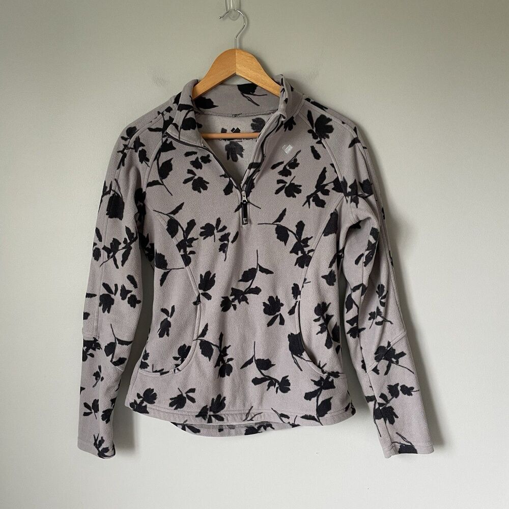 Obermeyer Fleece 1/2 Zip Floral Pattern Gray Black Gorpcore Women's Size Medium